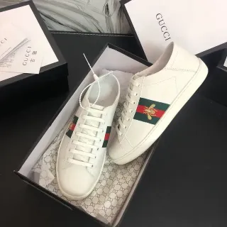 Gucci Ace Rayas Web Blancas Bordado de Abeja Sneakers Lifestyle