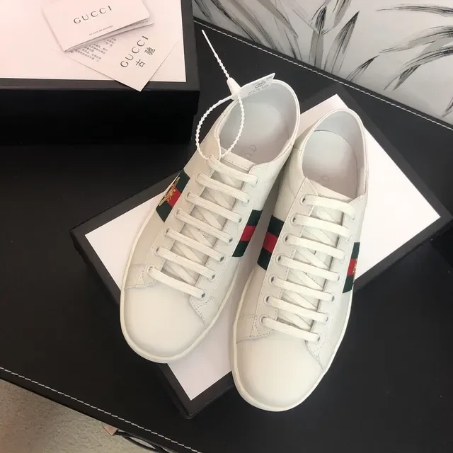 Gucci Ace White Web Stripe Bee Embroidery Lifestyle Sneakers 2