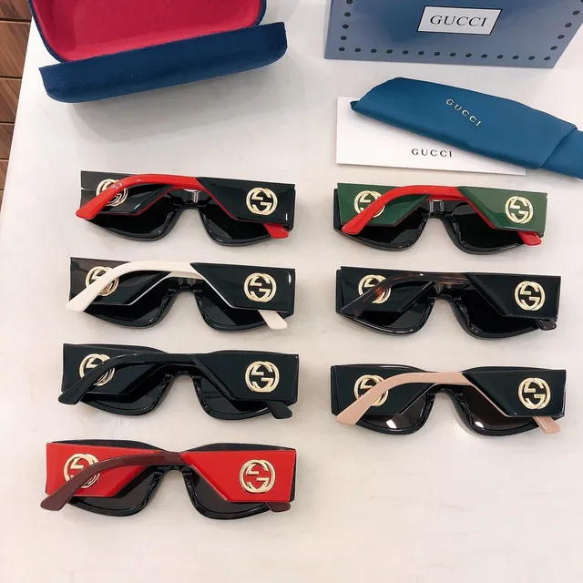 Gucci نظارات شمسية زاوية مستطيلة لامعة سوداء 3