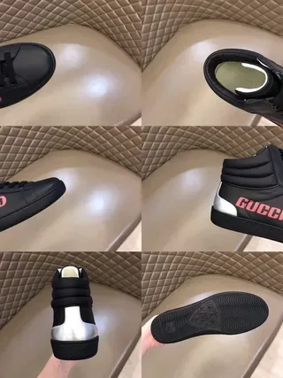 Gucci Band Black Pink हाई टॉप चमड़े की ऊपरी सतह जीवन शैली स्नीकर्स 2