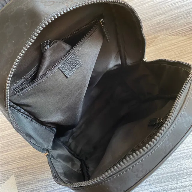 Gucci Beige Black GG Monogram Canvas Leather Trim Casual Backpack 2
