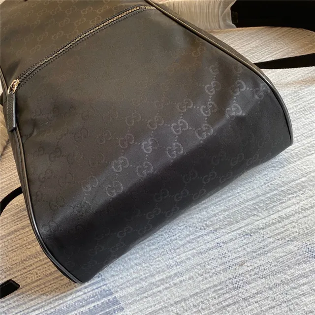Gucci Beige Black GG Monogram Canvas Leather Trim Casual Backpack 7