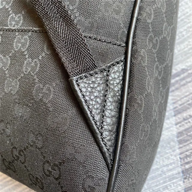 Gucci Beige Black GG Monogram Canvas Leather Trim Casual Backpack 20