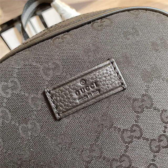 Gucci Beige Black GG Monogram Canvas Leather Trim Casual Backpack 21