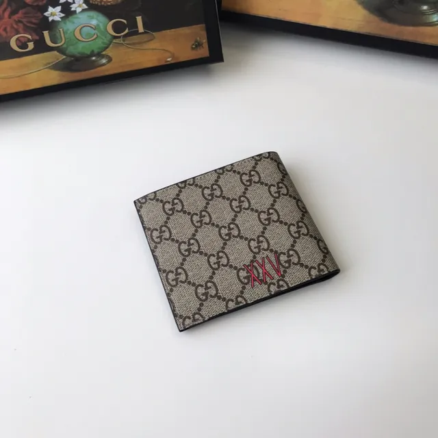 Gucci बेज काला GG Supreme Canvas इंब्रॉइडरी भेड़िये का सिर छोटा बटुआ 6