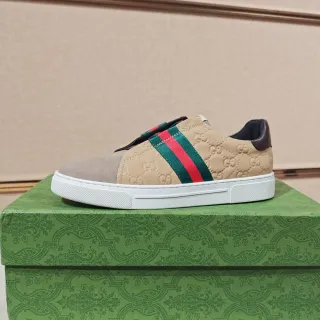 Gucci 米棕色 绗缝 GG 皮革 生活方式一脚蹬运动鞋