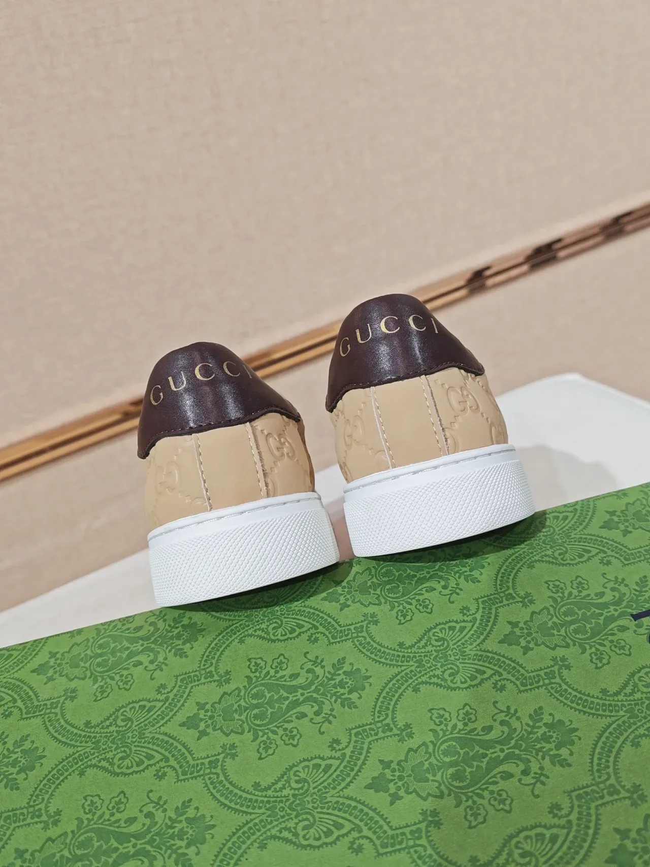 Gucci Beige Brown Slip-On Quilted GG Leather Lifestyle Sneakers 3