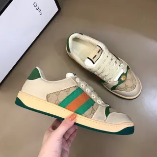 Gucci beige y verde GG Monogram Canvas Web Stripe Lifestyle Sneakers