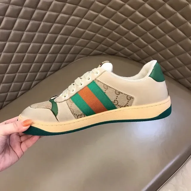 Gucci Beige Green GG Monogram Canvas Web Stripe Lifestyle Sneakers 4