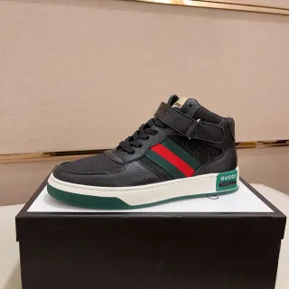 Gucci 黑绿 高帮 皮革和帆布鞋面 生活方式运动鞋