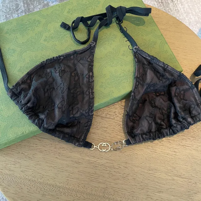 Gucci কালো লেস চেইন-বিকিনি সুইমওয়্যার 5