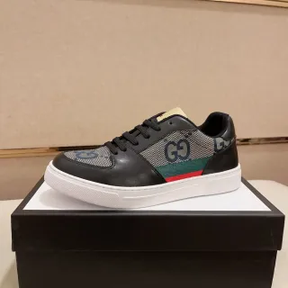 Gucci Negro Multicolor GG Monogram Canvas Leather Acentos Estilo de Vida Sneakers