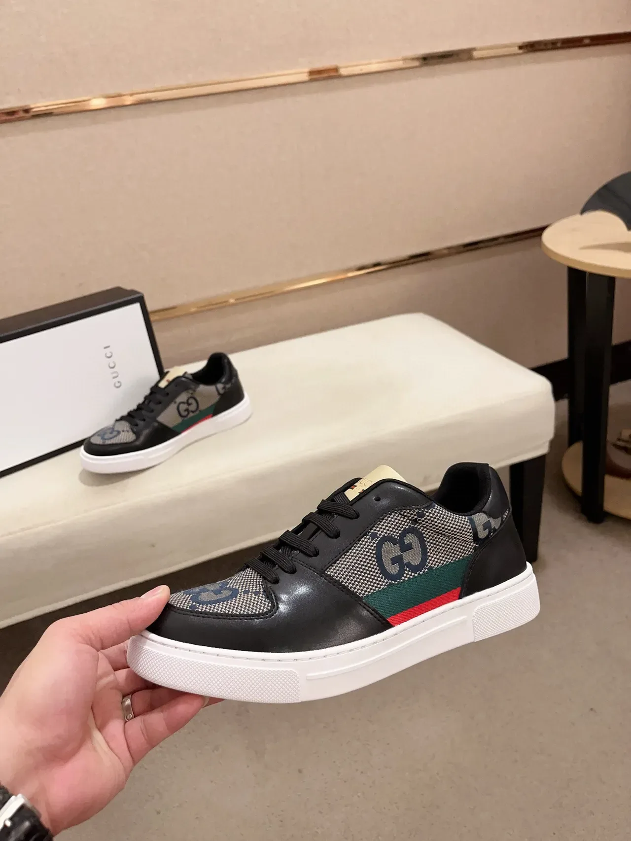 Gucci Black Multicolor GG Monogram Canvas Leather Accents Lifestyle Sneakers 3