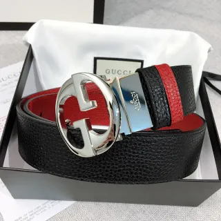 Gucci Double G Belt Black and Red Web Leather Belt