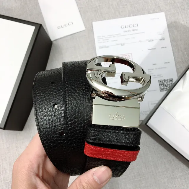 Gucci Double G Preto e Vermelho Web Couro Cinto 3