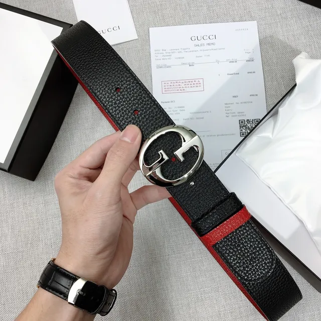 Gucci Double G Preto e Vermelho Web Couro Cinto 5