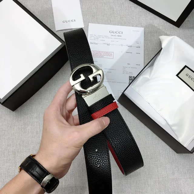 Gucci Double G Preto e Vermelho Web Couro Cinto 6