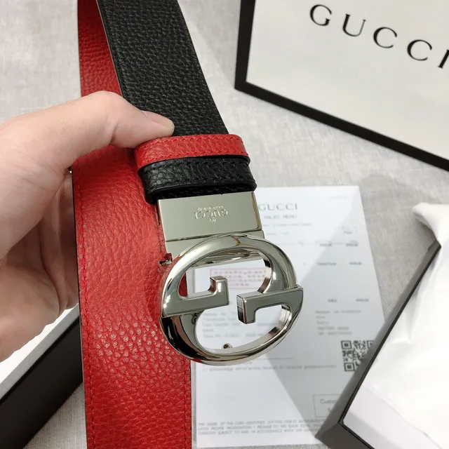 Gucci Double G Preto e Vermelho Web Couro Cinto 8