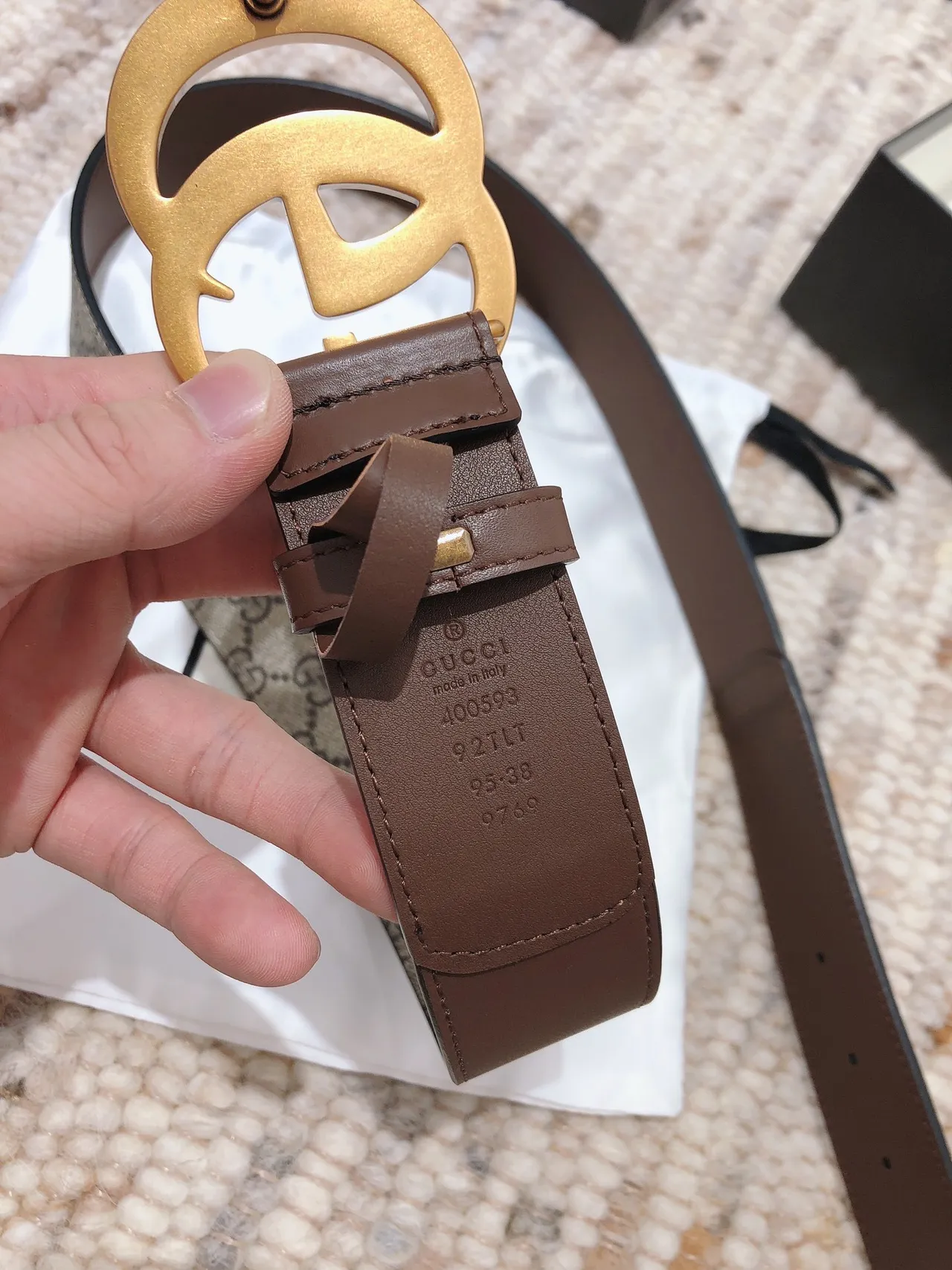 Gucci Double G Cinto Marrom e Bege Reversible de Couro 5