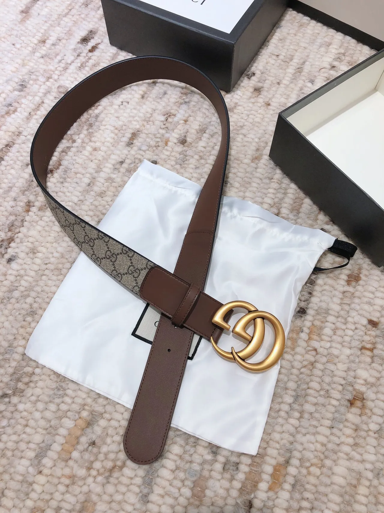 Gucci Double G Cinto Marrom e Bege Reversible de Couro 8