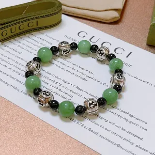 سوارة غوتشي Double G Charm أخضر أسود خرز