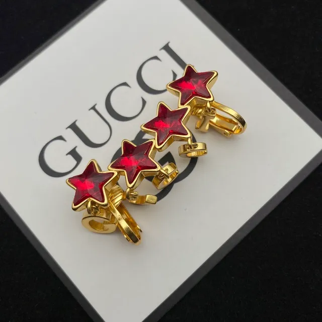 Gucci Garden Gold Red Chain Enamel Stars Necklace 2