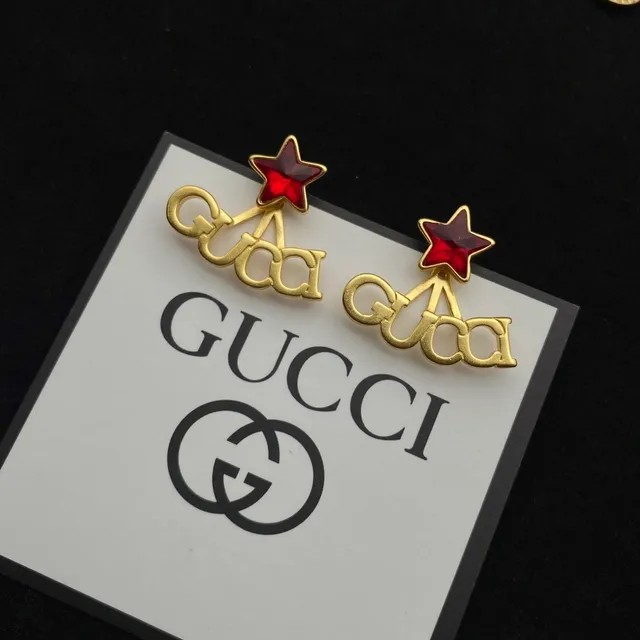 Gucci Garden Gold Red Chain Enamel Stars Necklace 4