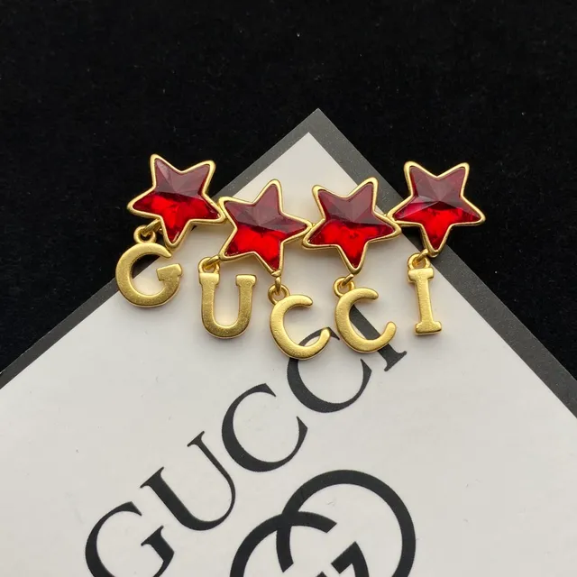 Gucci Garden Gold Red Chain Enamel Stars Necklace 8