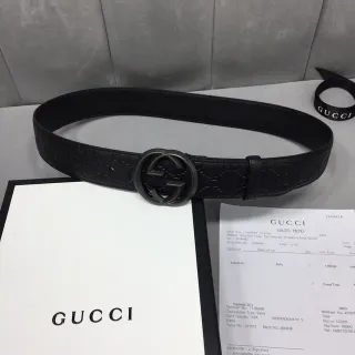 Gucci GG Marmont কালো এমবসড মনোগ্রাম চামড়ার বেল্ট