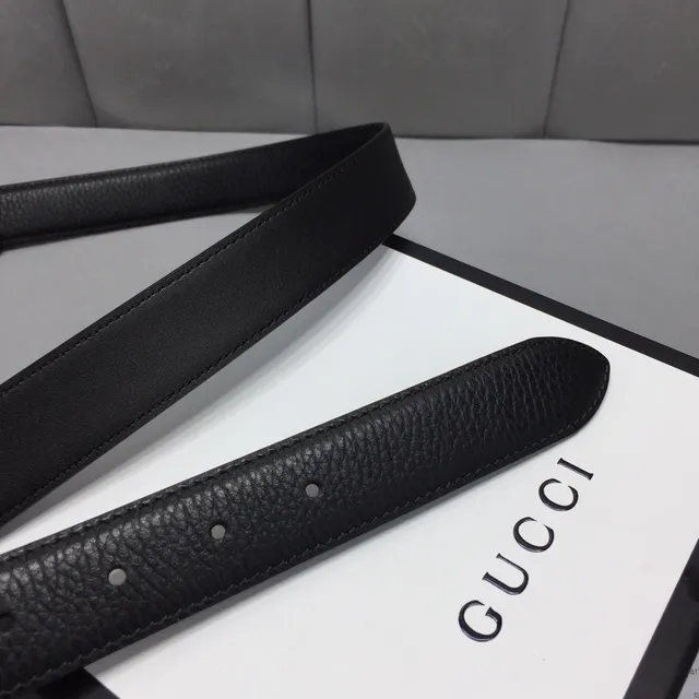 Gucci GG Marmont Black Gold Interlocking G Buckle Textured Leather Belt 7