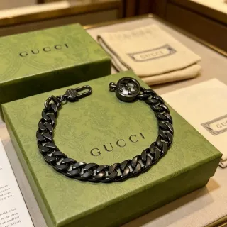 سوارة Gucci GG Marmont أسود أخضر معدن ماتي سلسلة كيرب-لينك