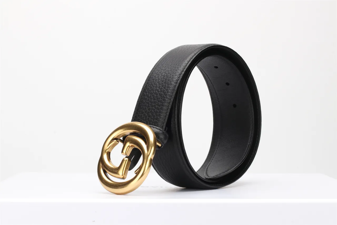 Gucci GG Marmont حزام جلد أسود مقرمش 6