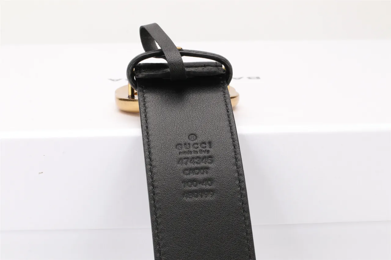 Gucci GG Marmont حزام جلد أسود مقرمش 8