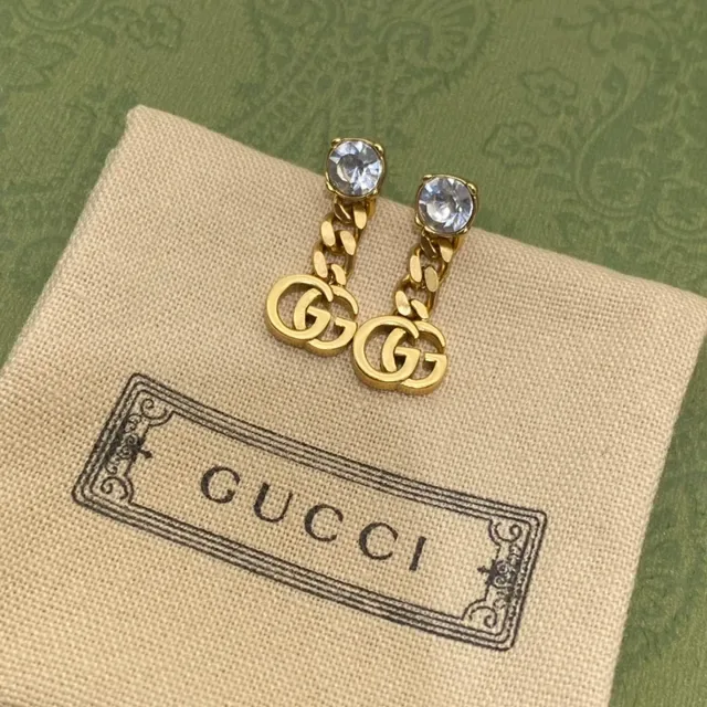 Gucci GG Marmont Gold Beige Interlocking Double-G أقراط 3