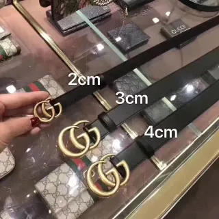 Gucci GG Marmont Interlocking G 黑色皮革腰带