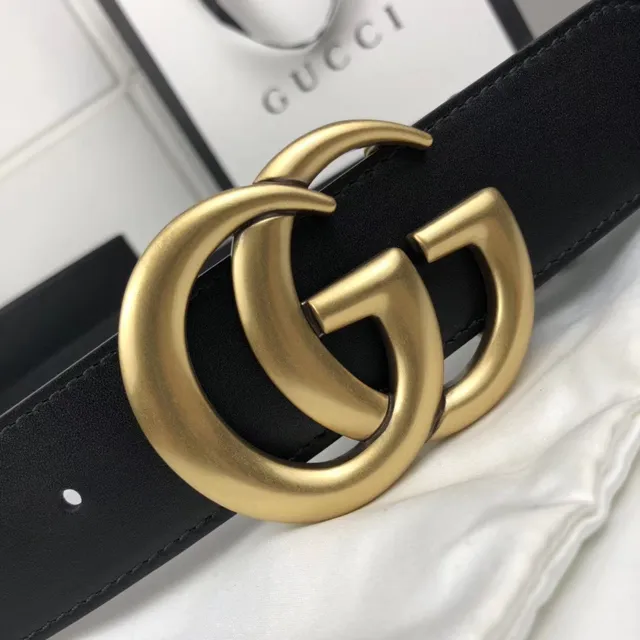 Gucci GG Marmont Interlocking G Black Leather Belt 2