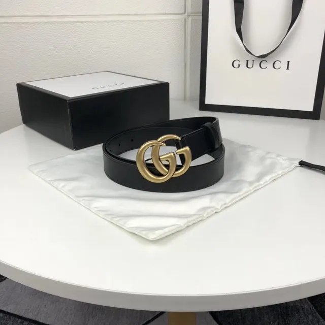 Gucci GG Marmont Interlocking G Black Leather Belt 4