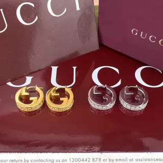 Gucci GG Marmont Interlocking G Brincos de aro de cristal