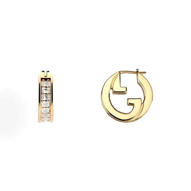 Gucci GG Marmont Interlocking G Crystal Hoop Earrings 9