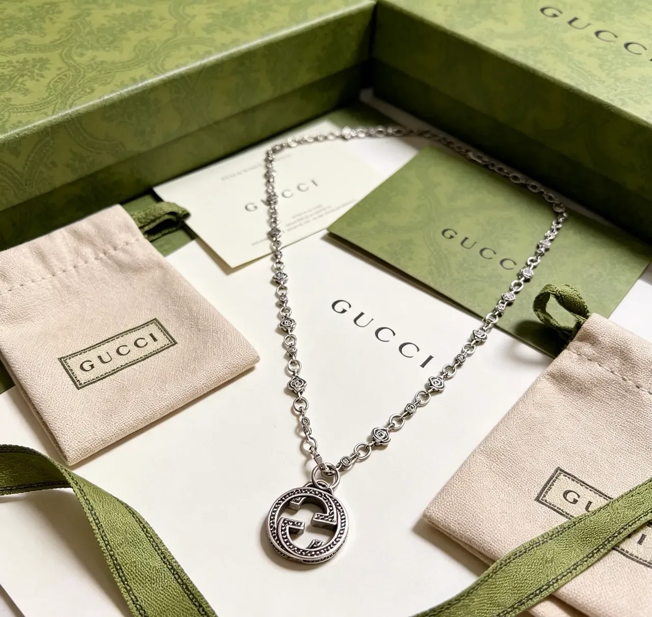 Gucci GG Marmont Interlocking G Pendant Necklace 8