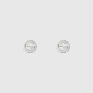 Gucci GG Marmont Interlocking G أقراط درز فضية