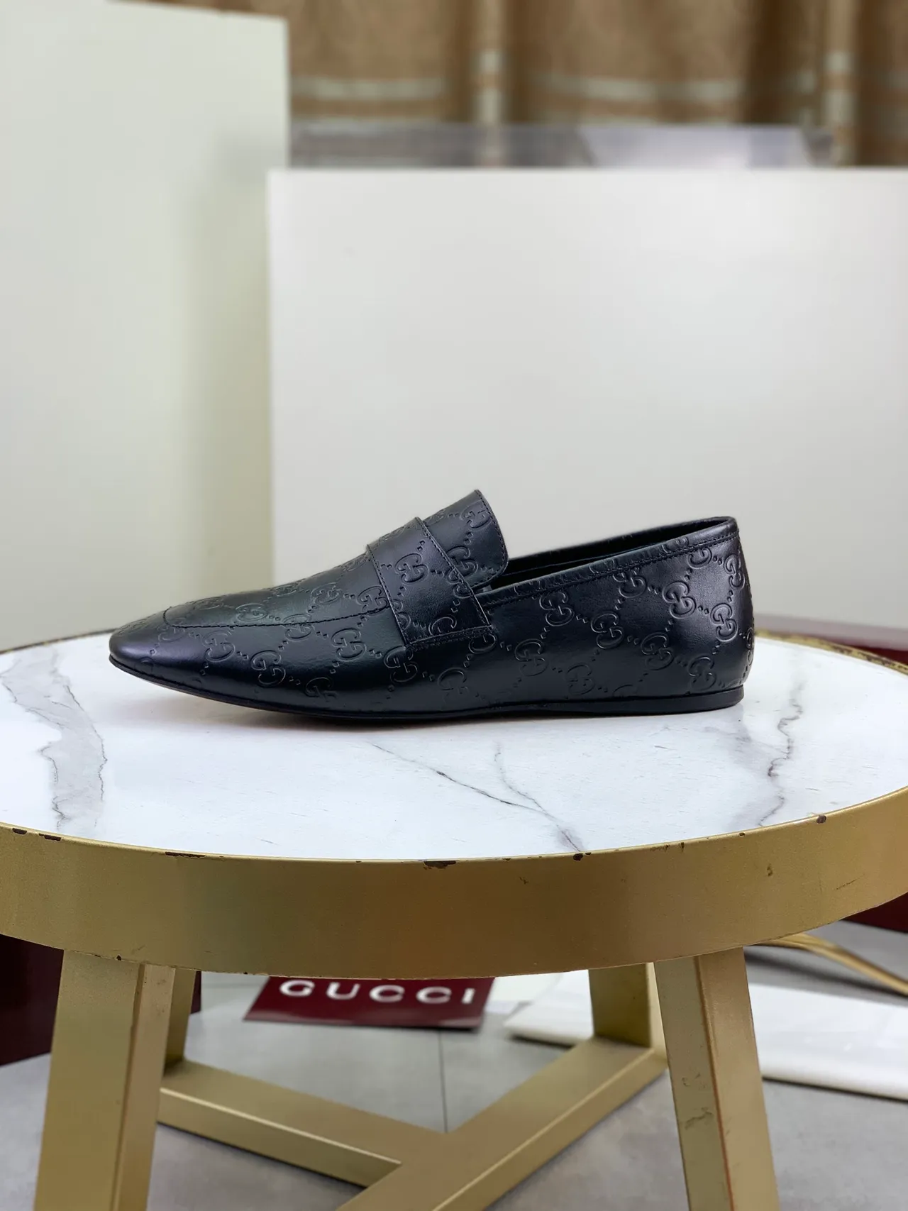 Gucci GG Marmont Loafer কালো খোঁচা মোনোগ্রাম চামড়া লোফার 6