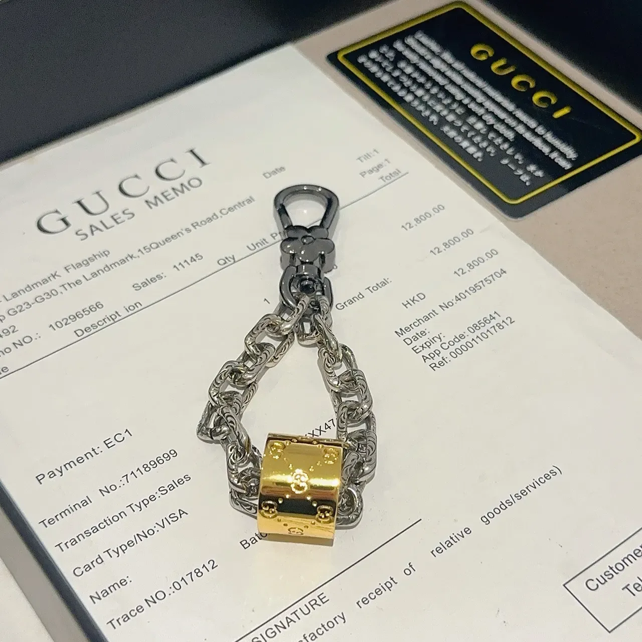 Pulseira Gucci GG Marmont Prata Dourado Corrente Ornada Fecho Floral Preto 3