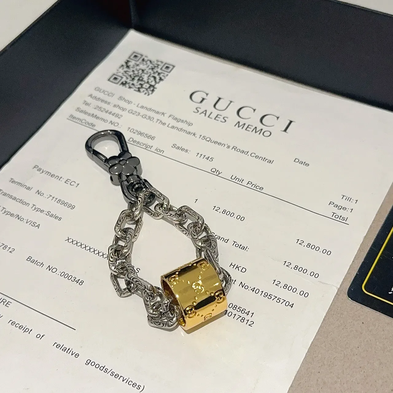 Pulseira Gucci GG Marmont Prata Dourado Corrente Ornada Fecho Floral Preto 4