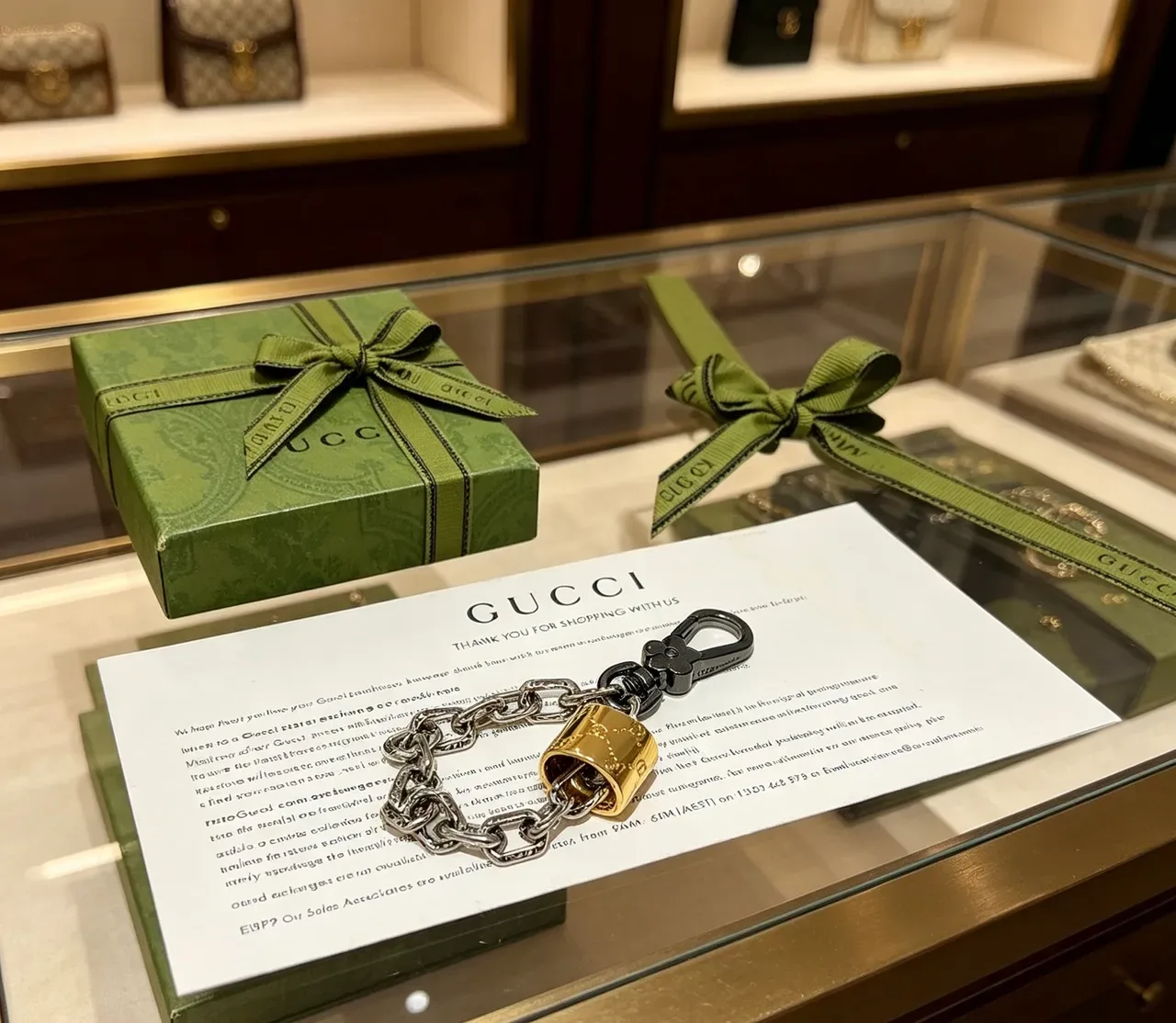 Pulseira Gucci GG Marmont Prata Dourado Corrente Ornada Fecho Floral Preto 5