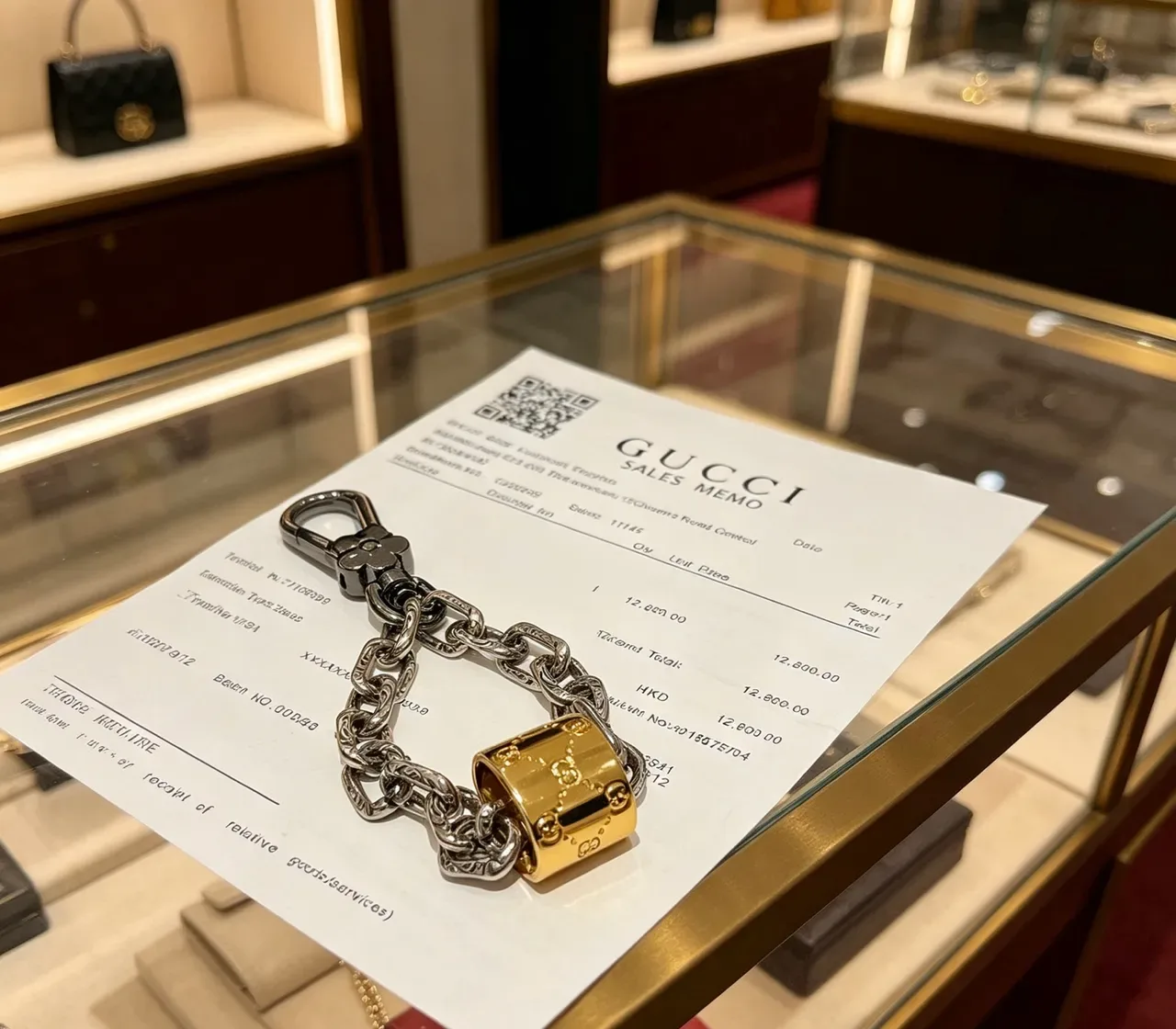 Pulseira Gucci GG Marmont Prata Dourado Corrente Ornada Fecho Floral Preto 6