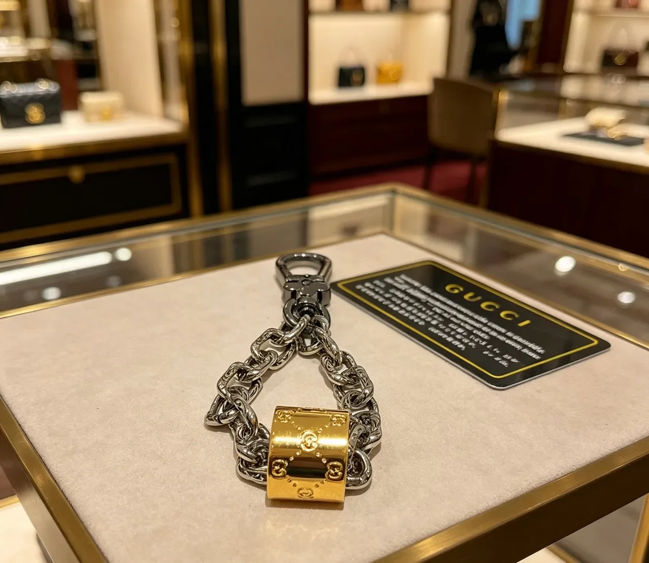 Pulseira Gucci GG Marmont Prata Dourado Corrente Ornada Fecho Floral Preto 9