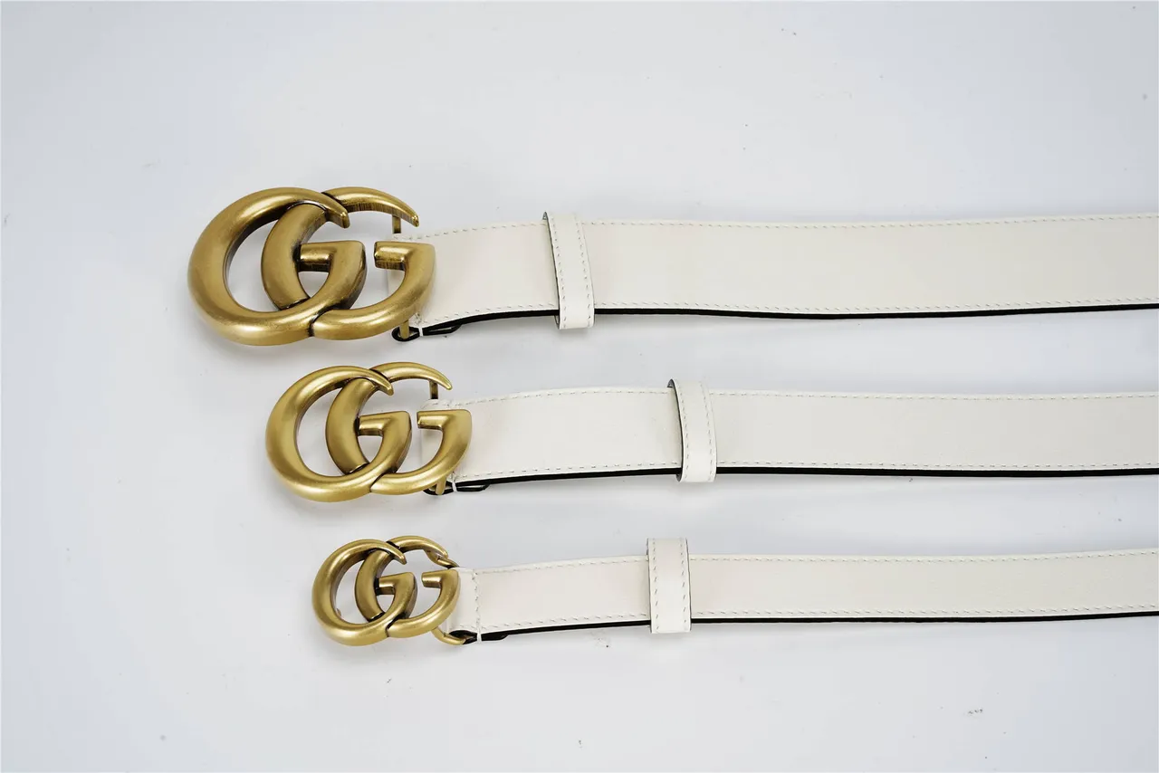 गुच्ची GG मार्मोंट व्हाइट गोल्ड इंटरलॉकिंग डबल G बकल स्मूथ लेदर बेल्ट 2