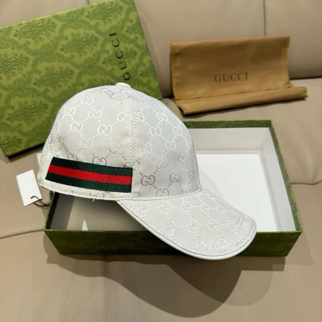 Gucci GG Monogram Embroidered Web Stripe Baseball Cap 8
