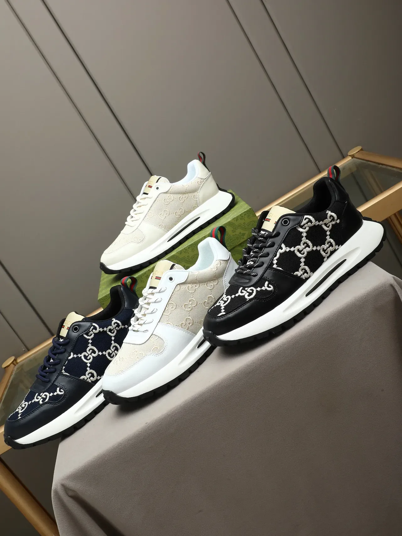 Gucci GG Monogram Knit and Leather Lifestyle Sneakers 2